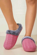 Cable-Knit Fluff Round Toe Slippers for a perfect OOTD – dress to impress outfits from Amexza