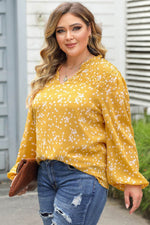 Plus Size Notched Neck Smocked Blouse for a perfect OOTD – dress to impress outfits from Amexza