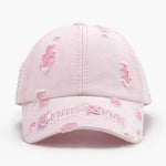 Distressed Letter Embroidered Baseball Cap Blush Pink One Size for a perfect OOTD – dress to impress outfits from Amexza