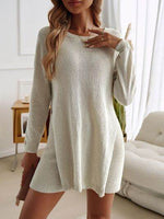 Devine Slit Round Neck Top and Shorts Sweater Set for a perfect OOTD – dress to impress outfits from Amexza