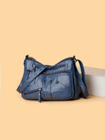 PU Leather Adjustable Strap Shoulder Bag Dusty Blue One Size for a perfect OOTD – dress to impress outfits from Amexza