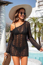 Angel Wings Openwork Single Shoulder Cover-Up Black for a perfect OOTD – dress to impress outfits from Amexza