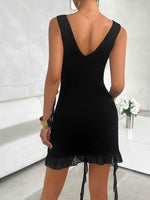 Devine Ruffled V-Neck Sleeveless Mini Dress - Amexza