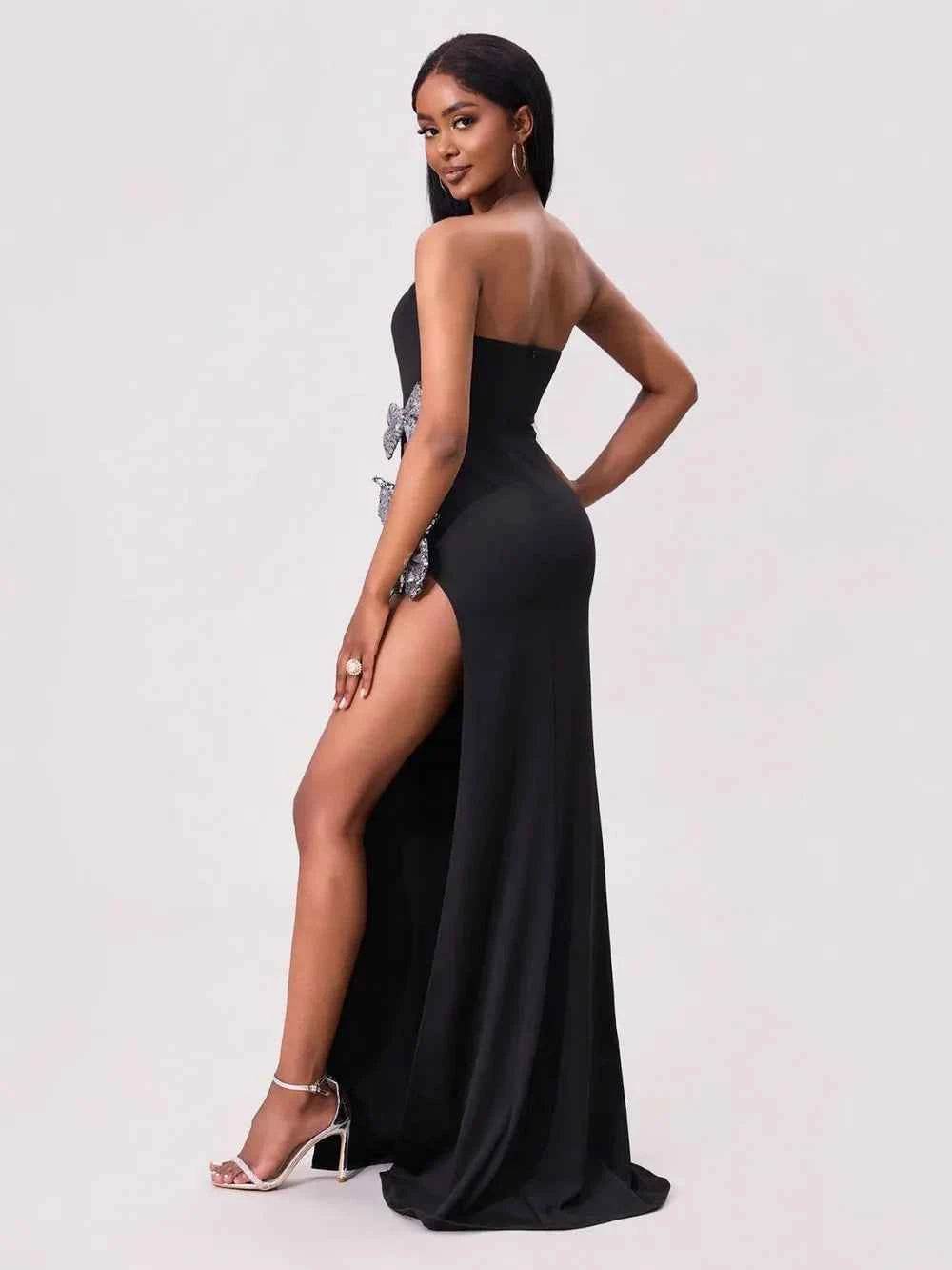 Slit Bow Trim Tube Maxi Dress for a perfect OOTD – dress to impress outfits from Amexza