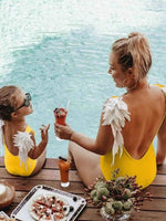 Backless Wide Strap Parent-Child Swimwear Kid-Yellow for a perfect OOTD – dress to impress outfits from Amexza