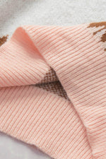 Geometric Contrast Round Neck Long Sleeve Sweater for a perfect OOTD – dress to impress outfits from Amexza