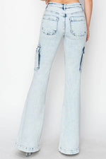 RISEN Full Size High Rise Cargo Flare Jeans - Amexza