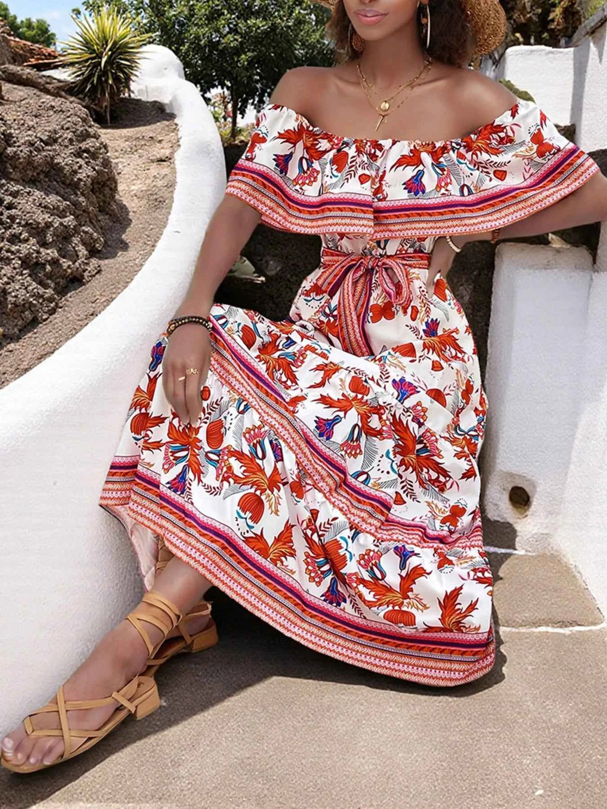 Off-Shoulder Floral Maxi Dress