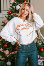 GAME DAY Football Notched Long Sleeve Sweatshirt for a perfect OOTD – dress to impress outfits from Amexza
