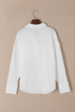 Texture Collared Neck Long Sleeve Shirt - Amexza