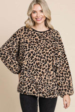 Culture Code Leopard Faux Fur Round Neck Top Brown for a perfect OOTD – dress to impress outfits from Amexza