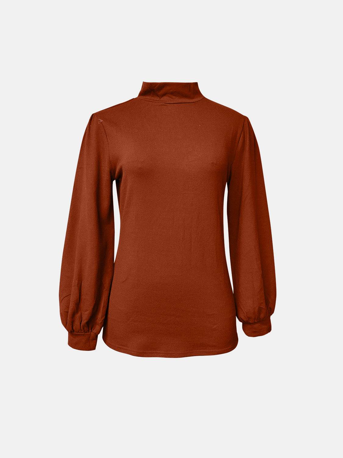 Full Size Mock Neck Long Sleeve T-Shirt - Amexza