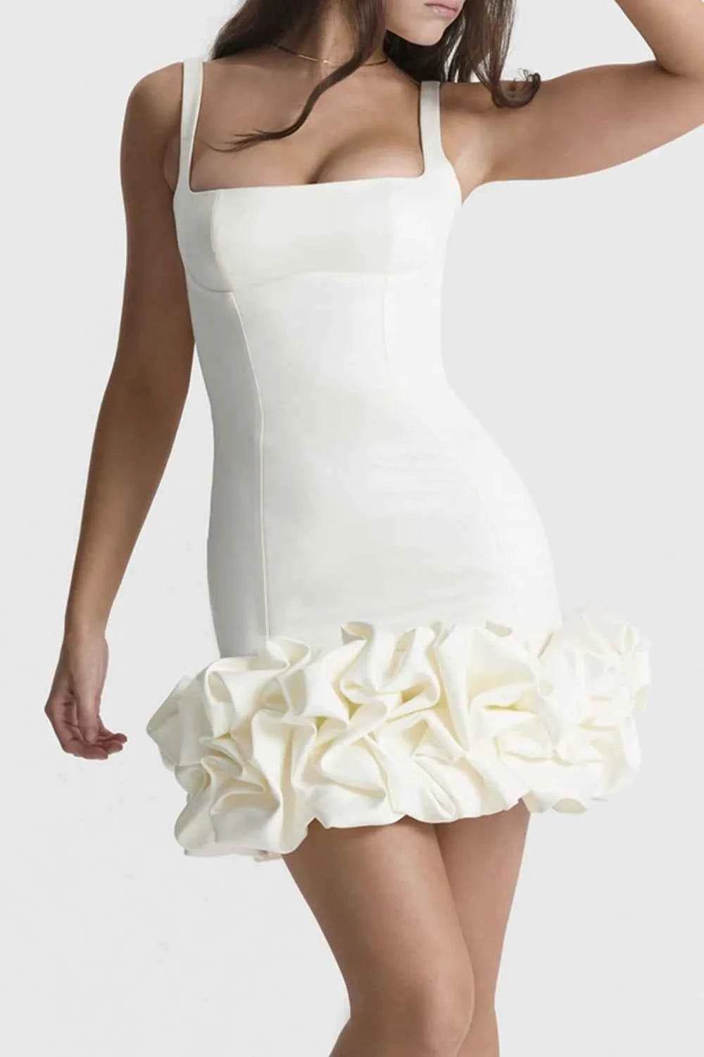 Ruched Square Neck Sleeve Mini Dress for a perfect OOTD – dress to impress outfits from Amexza