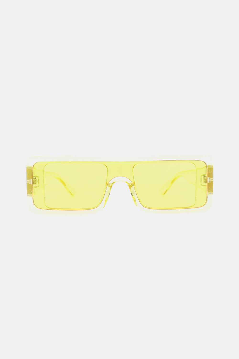 Polycarbonate Frame Rectangle Sunglasses Neon Yellow One Size for a perfect OOTD – dress to impress outfits from Amexza