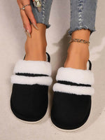 Contrast Faux Fur Round Toe Slippers for a perfect OOTD – dress to impress outfits from Amexza