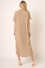 Mittoshop Collared Neck Dolman Short Sleeve Midi Shirt Dress for a perfect OOTD – dress to impress outfits from Amexza