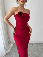 Slit Back Flower Tube Midi Dress