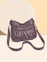 PU Leather Ruched Adjustable Strap Shoulder Bag Lilac One Size for a perfect OOTD – dress to impress outfits from Amexza