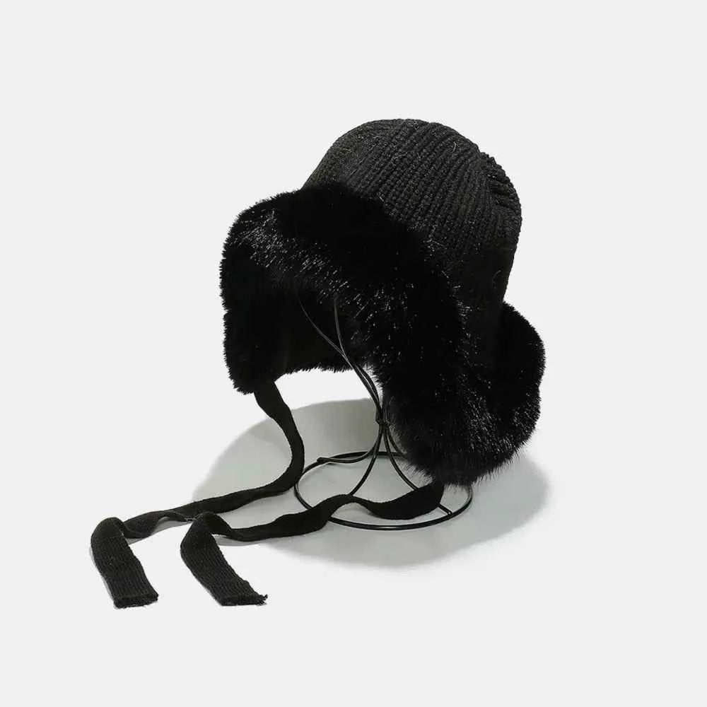 Thermal Tied Fuzzy Winter Hat Black One Size for a perfect OOTD – dress to impress outfits from Amexza