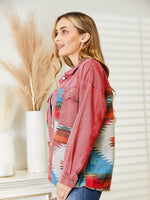 Dropped Shoulder Long Sleeve Printed Denim Jacket for a perfect OOTD – dress to impress outfits from Amexza
