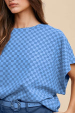 Annie Wear Checkered Round Neck Short Sleeve T-Shirt - Amexza