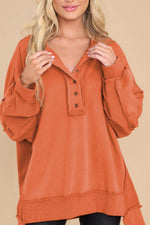 Exposed Seam Long Sleeve Sweatshirt Tangerine for a perfect OOTD – dress to impress outfits from Amexza