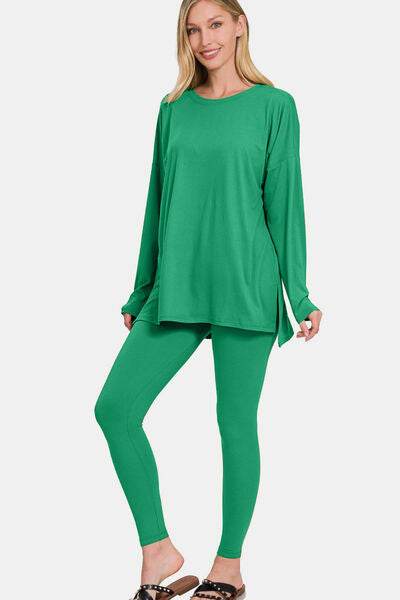 Zenana Full Size Brushed Microfiber Top and Leggings Lounge Set for a perfect OOTD – dress to impress outfits from Amexza