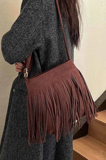 Suede Fringe Shoulder Bag for a perfect OOTD – dress to impress outfits from Amexza