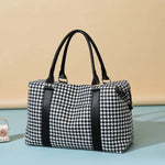 Houndstooth Canvas Travel Bag Black One Size for a perfect OOTD – dress to impress outfits from Amexza