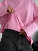 Round Neck Dropped Shoulder Long Sleeve T-Shirt - Amexza