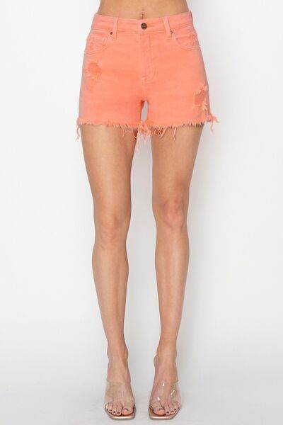 RISEN Full Size High Waist Ripped Denim Shorts for a perfect OOTD – dress to impress outfits from Amexza