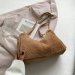 Faux Fur Removable Strap Shoulder Bag Khaki One Size for a perfect OOTD – dress to impress outfits from Amexza