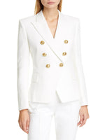 Lapel Collar Long Sleeve Blazer - Amexza
