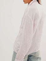 Frill Ruched Collared Neck Long Sleeve Shirt for a perfect OOTD – dress to impress outfits from Amexza