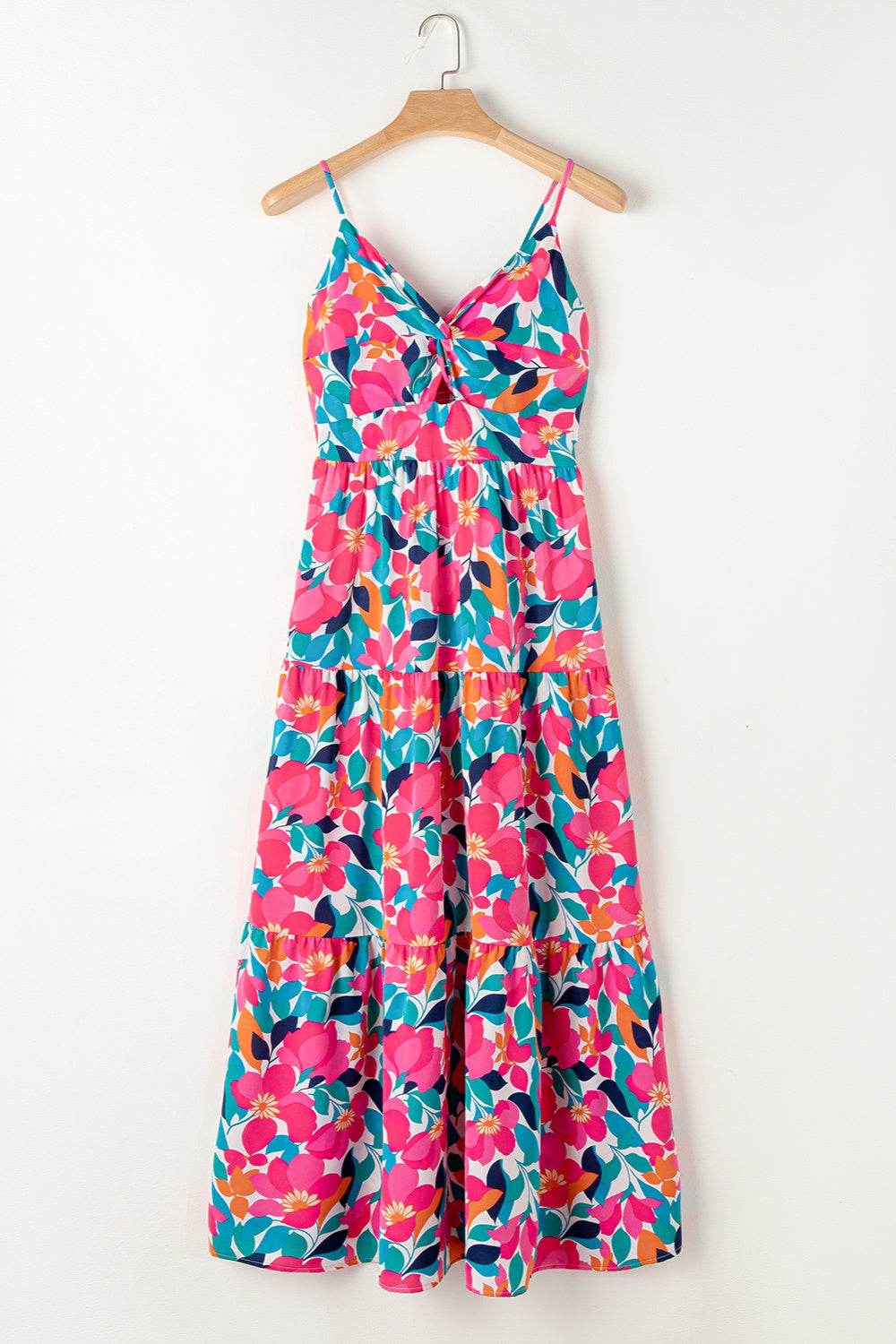 Printed V-Neck Maxi Cami Dress - Amexza