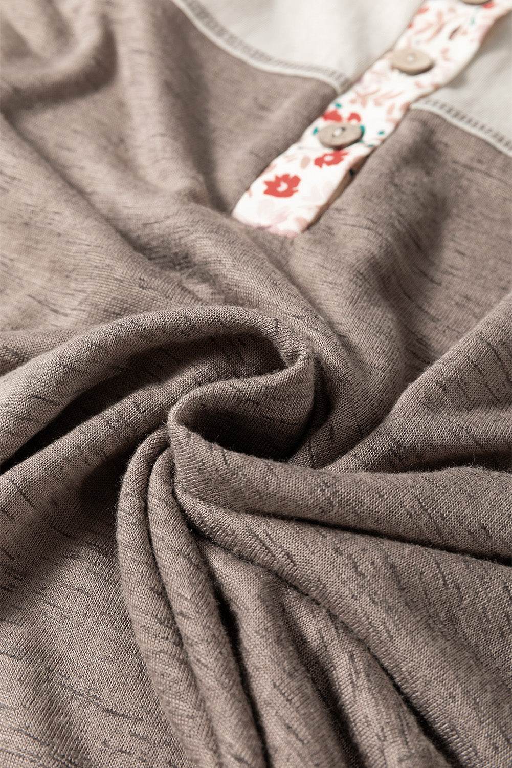 Floral Half Button Long Sleeve T-Shirt - Amexza