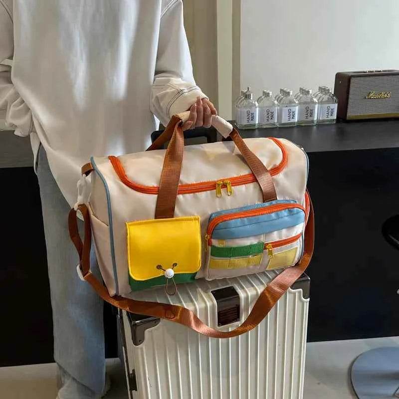 Color Block Multi-Pockets Travel Bag for a perfect OOTD – dress to impress outfits from Amexza