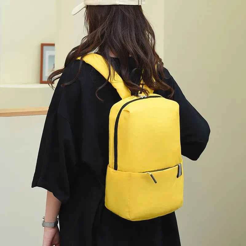 Solid Color Nylon Backpack Bag Yellow One Size for a perfect OOTD – dress to impress outfits from Amexza