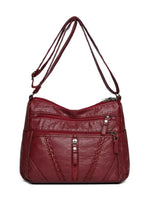 Adjustable Strap PU Leather Shoulder Bag Burgundy One Size for a perfect OOTD – dress to impress outfits from Amexza