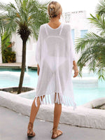 Angel Wings Fringe Trim Dolman Sleeve Openwork Cover-Up for a perfect OOTD – dress to impress outfits from Amexza
