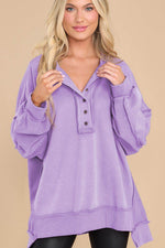 Exposed Seam Long Sleeve Sweatshirt Lavender for a perfect OOTD – dress to impress outfits from Amexza