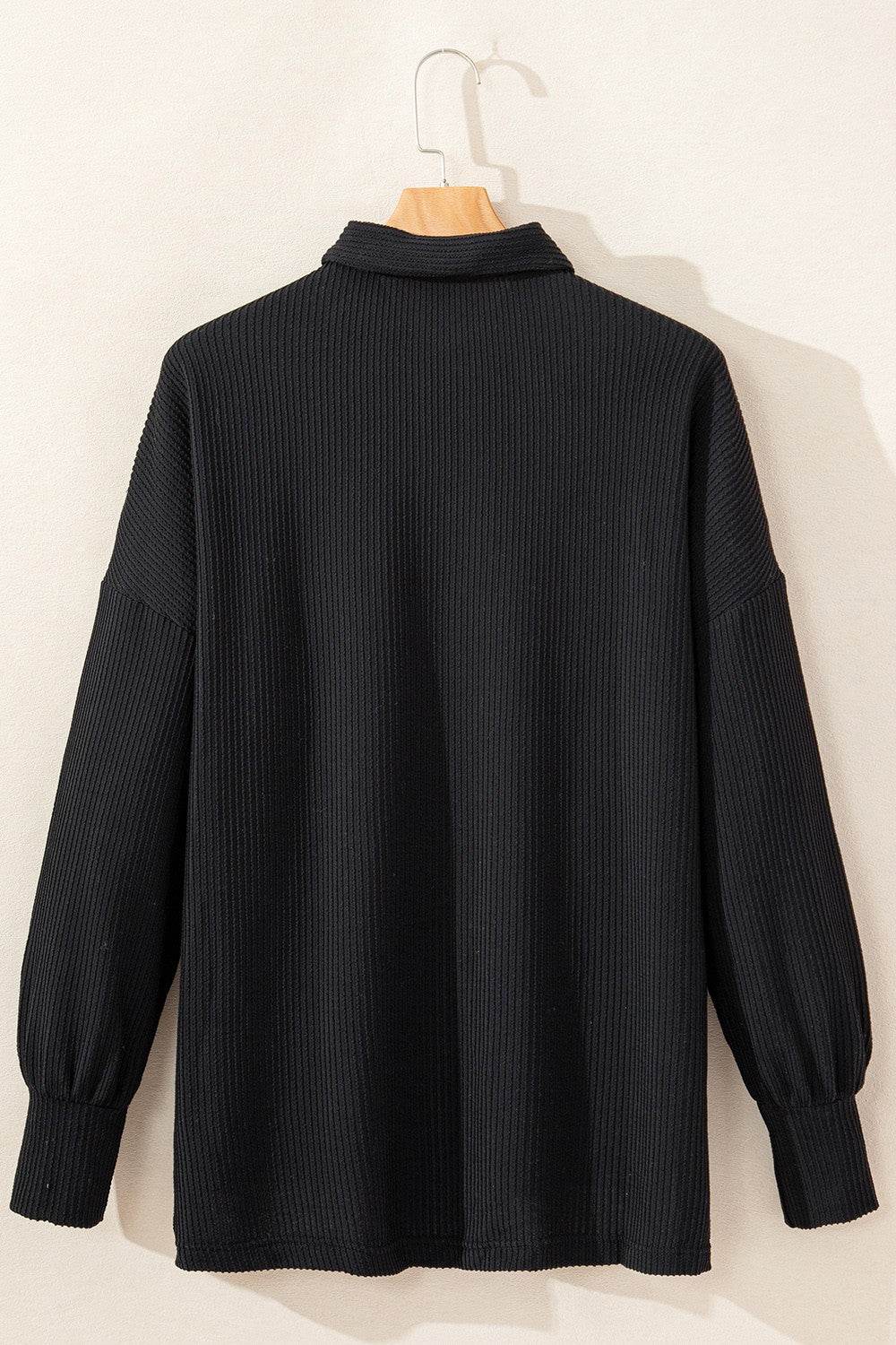 Sequin Button Up Dropped Shoulder Jacket - Amexza