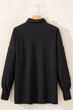 Sequin Button Up Dropped Shoulder Jacket - Amexza