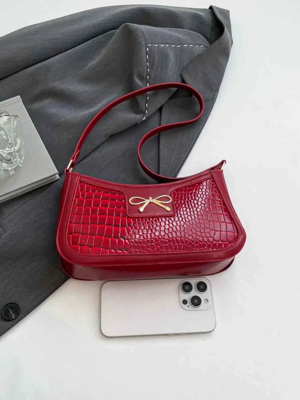 Bow PU Leather Shoulder Bag for a perfect OOTD – dress to impress outfits from Amexza