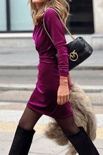 Ruched Mock Neck Long Sleeve Dress for a perfect OOTD – dress to impress outfits from Amexza