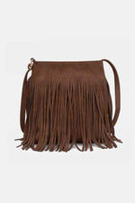 Suede Fringe Shoulder Bag Brown One Size for a perfect OOTD – dress to impress outfits from Amexza