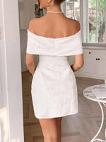 Bow Off-Shoulder Textured Mini Dress