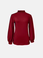 Full Size Mock Neck Long Sleeve T-Shirt - Amexza