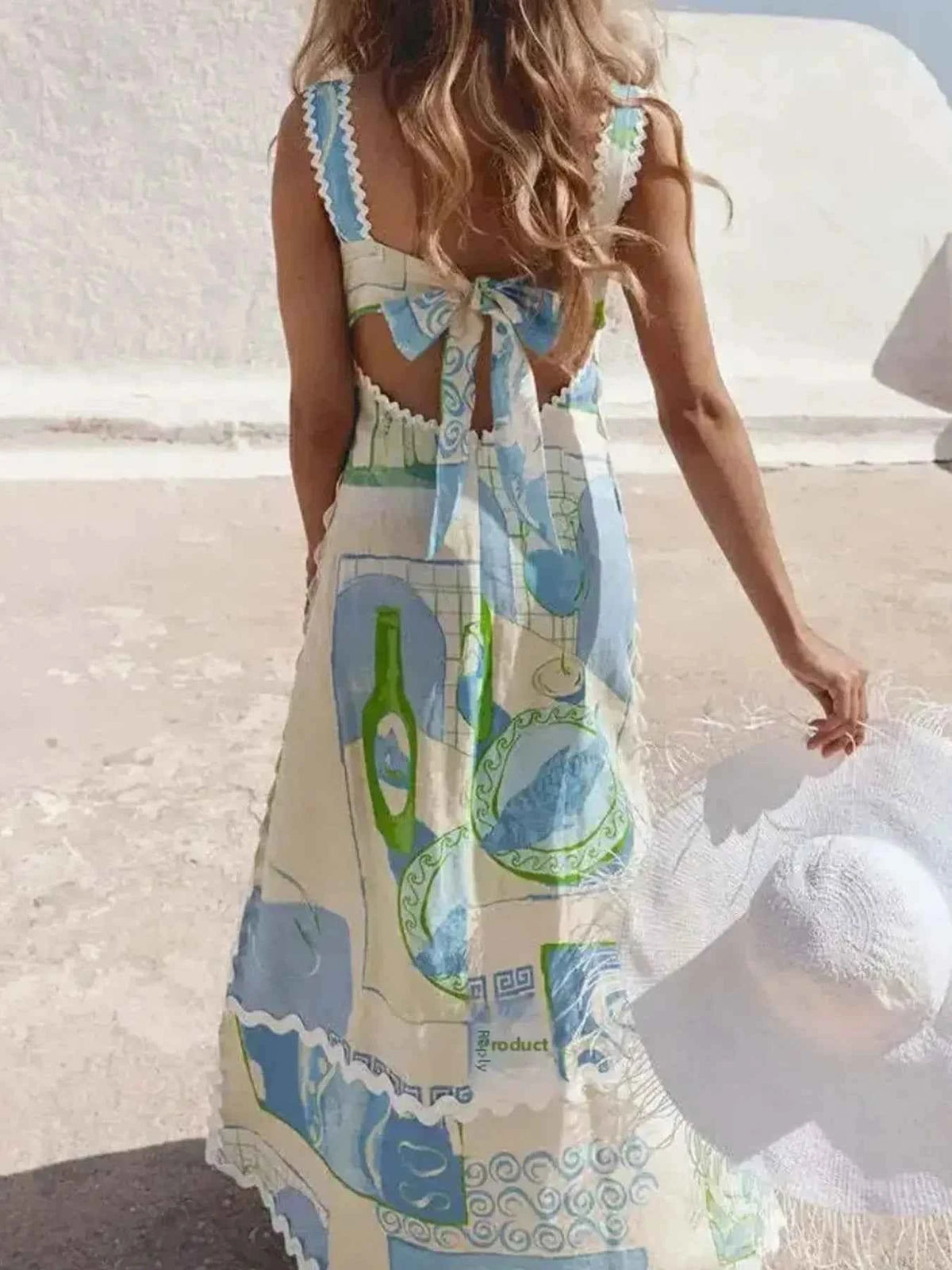 Tied Back Printed Maxi Dress