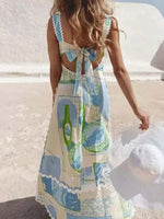 Tied Back Printed Maxi Dress